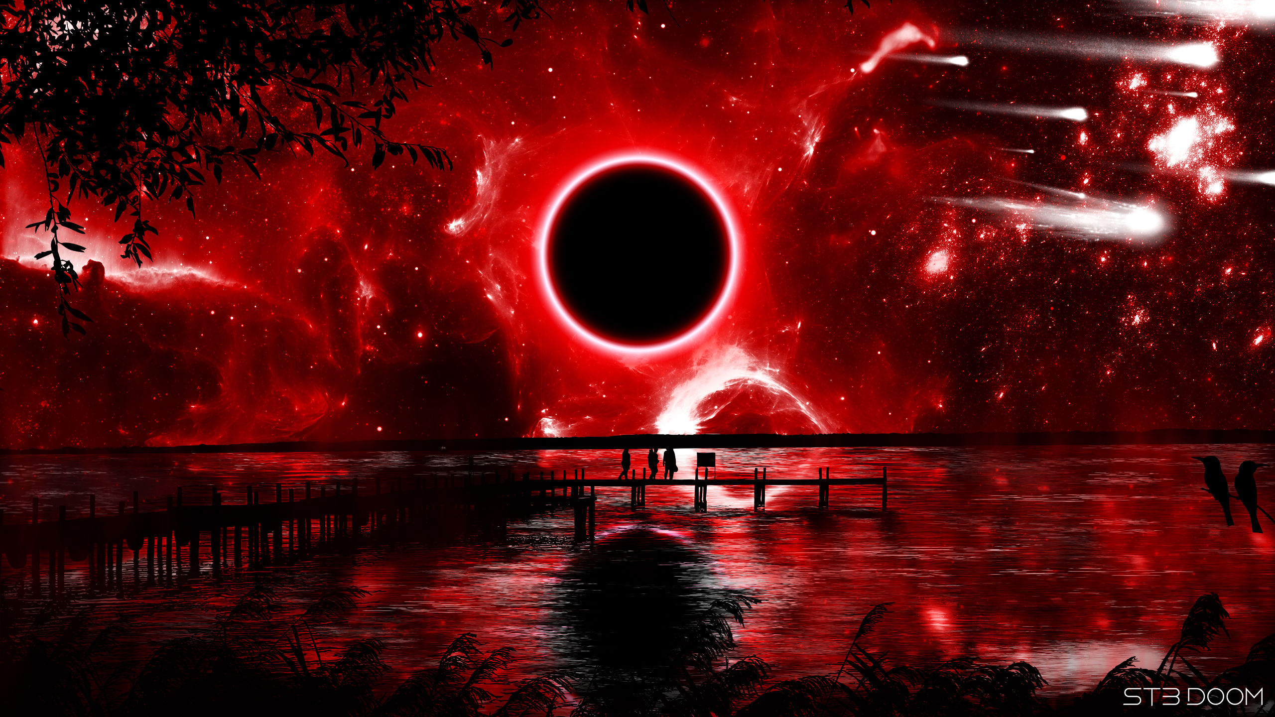 Wallpaper #OmfN_5IBSpphPi3-maSw37 2560x1440 Resolution Red Eclipse Digital Art 1440p Resolution Wallpaper