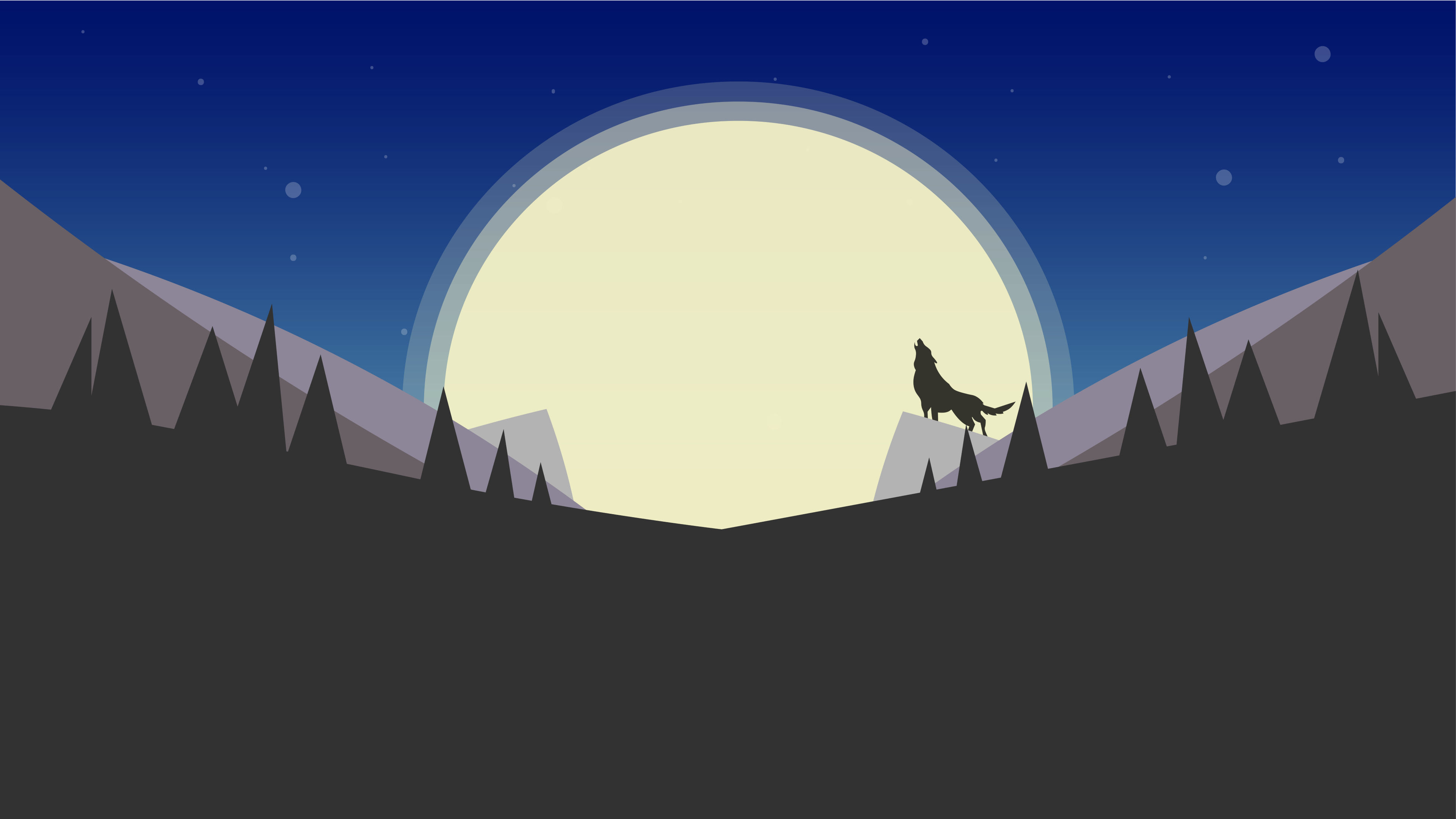 Wallpaper #NR0MLZMBlOZrFDOkDs7f21 Minimalistic Moon View from Mountains with Dark Blue Background