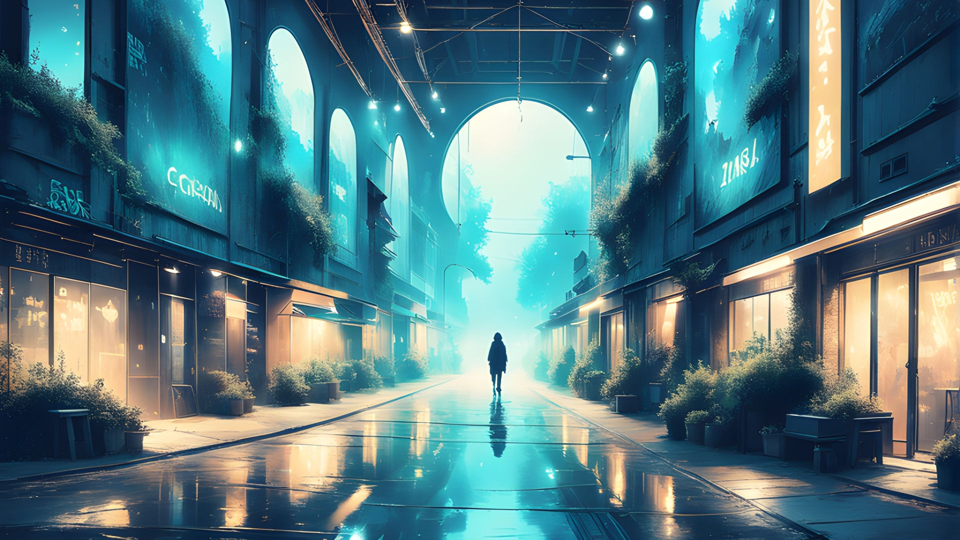 Wallpaper #Px37LJMBlOZrFDOko82353 1920x1080 Resolution Walking Alone in City AI 2023 Cool Art 1080p