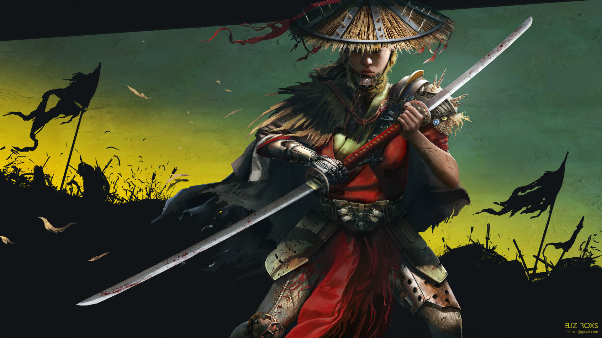 Wallpaper #B7i02pIBJvJKYCmE3fO_288 1920x1080 Resolution Woman Samurai Warrior with Sword 1080p Laptop Full