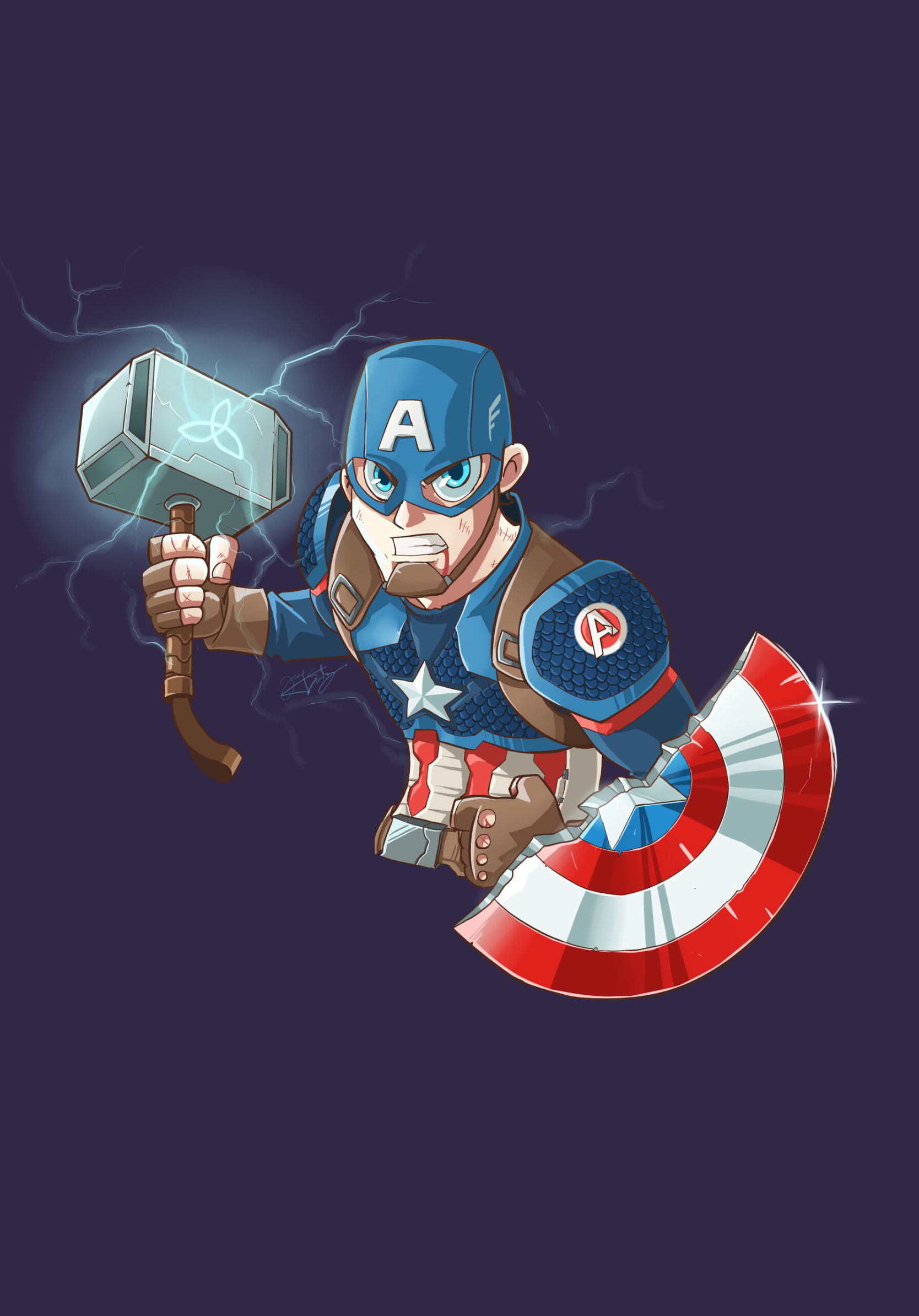 Wallpaper #knQtwo4B_8f4nGFajm4341 1668x2388 Captain America with Mjolnir and Shield Art 1668x2388