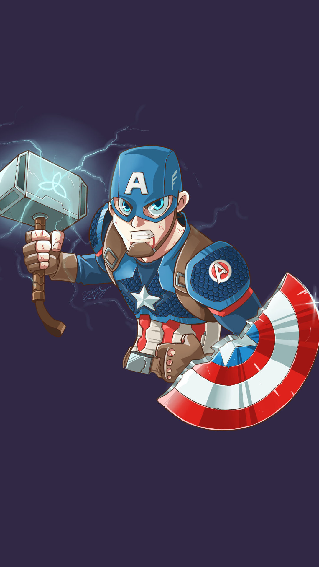 Wallpaper #6GedEJMBSpphPi3-n_Pd8 1082x1920 Captain America with Mjolnir and Shield Art 1082x1920