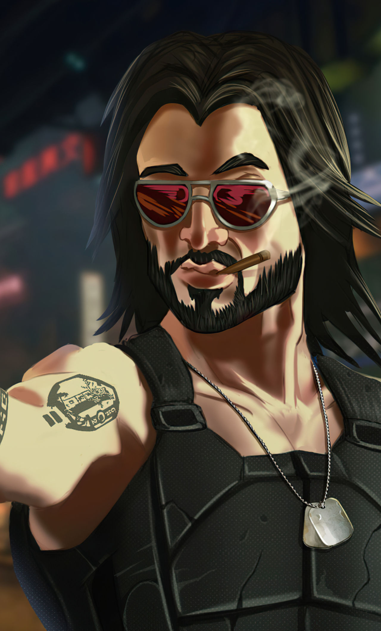 Wallpaper #JxmZBI8BtGB6xQ78YE-159 1280x2120 Resolution Cyberpunk 2077 Digital Keanu Art iPhone 6 Plus
