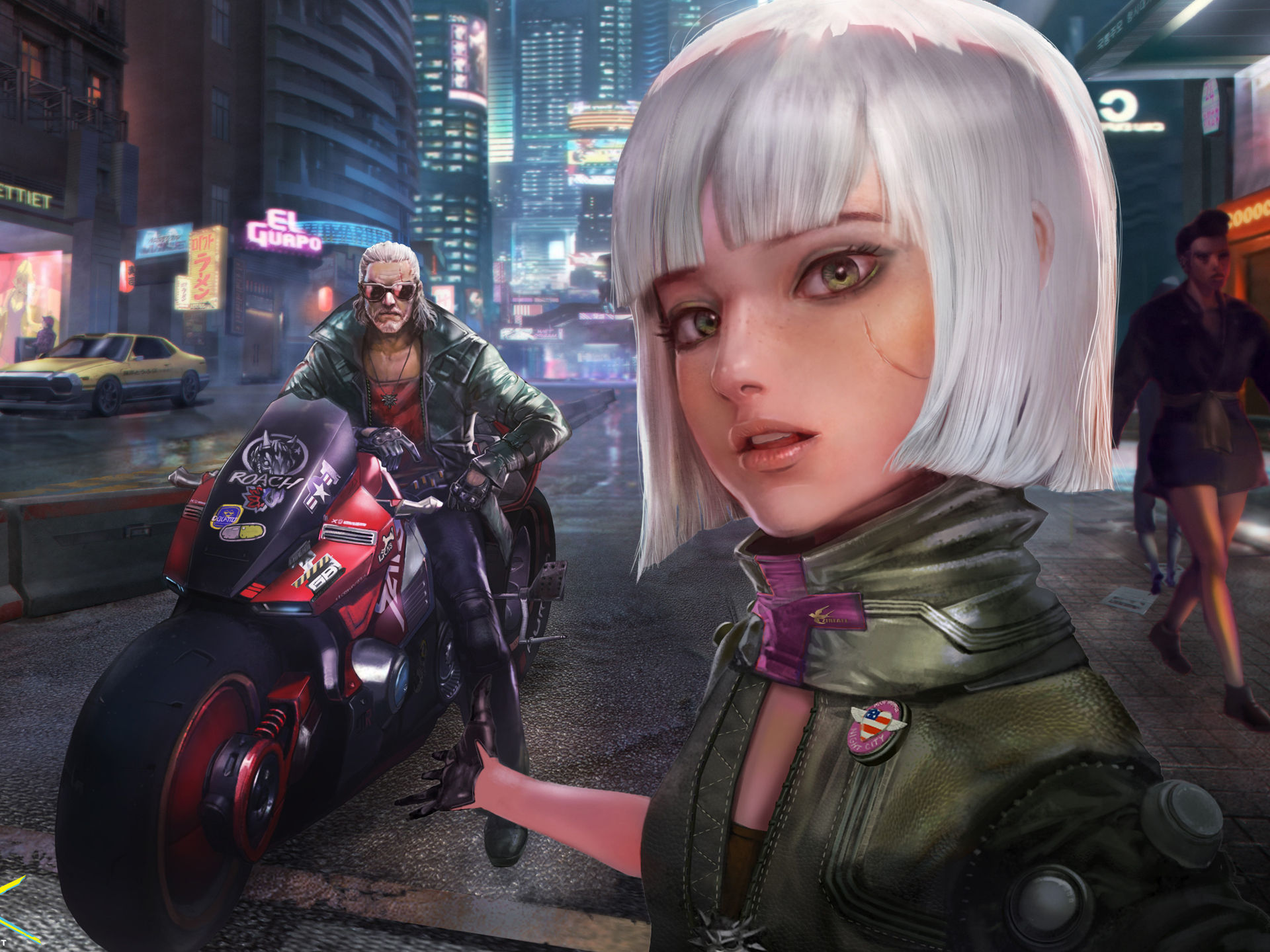 Wallpaper #MvQZOZMBKFX8bn3rFHbt128 1920x1440 Resolution Cyberpunk 2077 Selfie with Biker 1920x1440