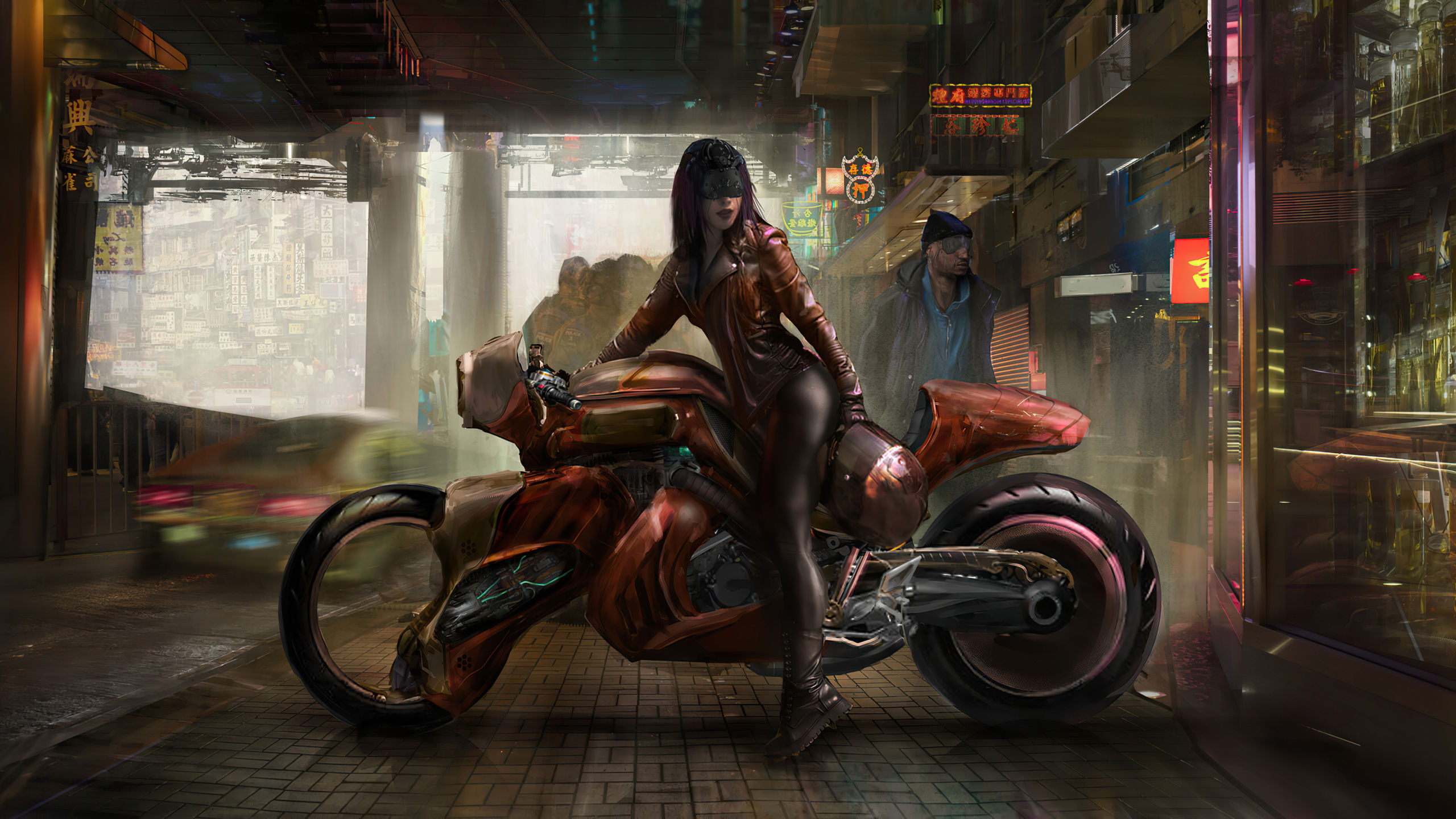 Wallpaper #eUWjj44B7YBJg1BVPp1450 2560x1440 Resolution Cyberpunk Girl Futuristic Motorcycle 1440p
