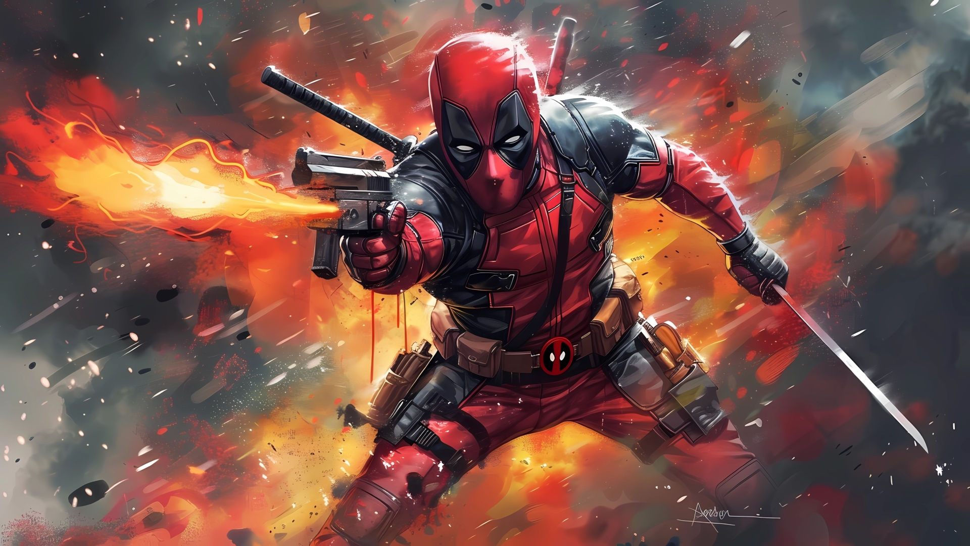 Wallpaper #pmjDFpMBSpphPi3-rQx9258 1920x1080 Resolution Deadpool 2k24 Fan Art 1080p Laptop Full HD