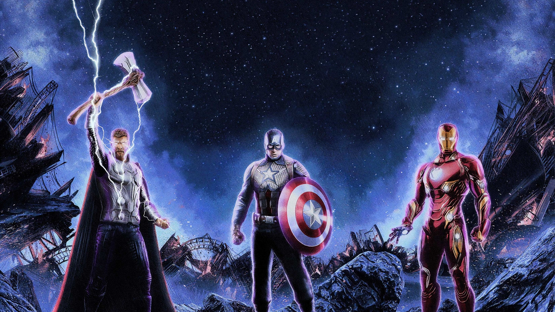 Wallpaper #5xlWNY8BtGB6xQ78Mp8p36 1920x1080 Resolution the Trinity Avengers Endgame 1080p Laptop Full HD