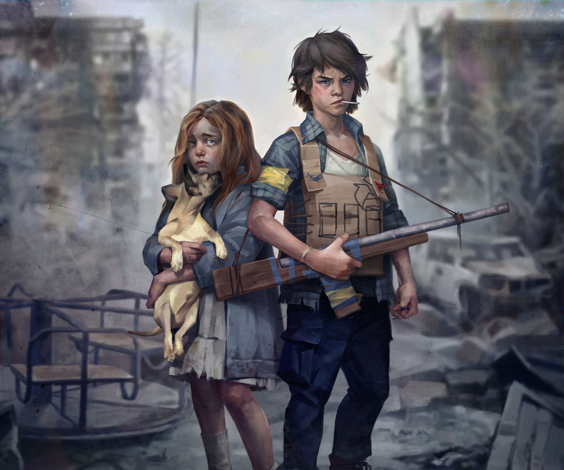 Wallpaper #oJl_P5MBUcASHT6nQswf151 Post Apocalyptic Siblings Illustration Wallpaper HD Artist 4K