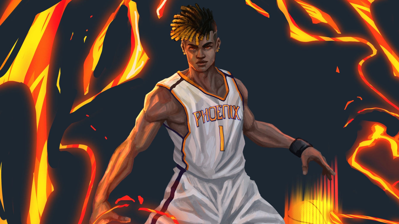 Wallpaper #lWdh-pIBSpphPi3-95Dx285 1366x768 Resolution Phoenix Valorant as Basketball Player 1366x768