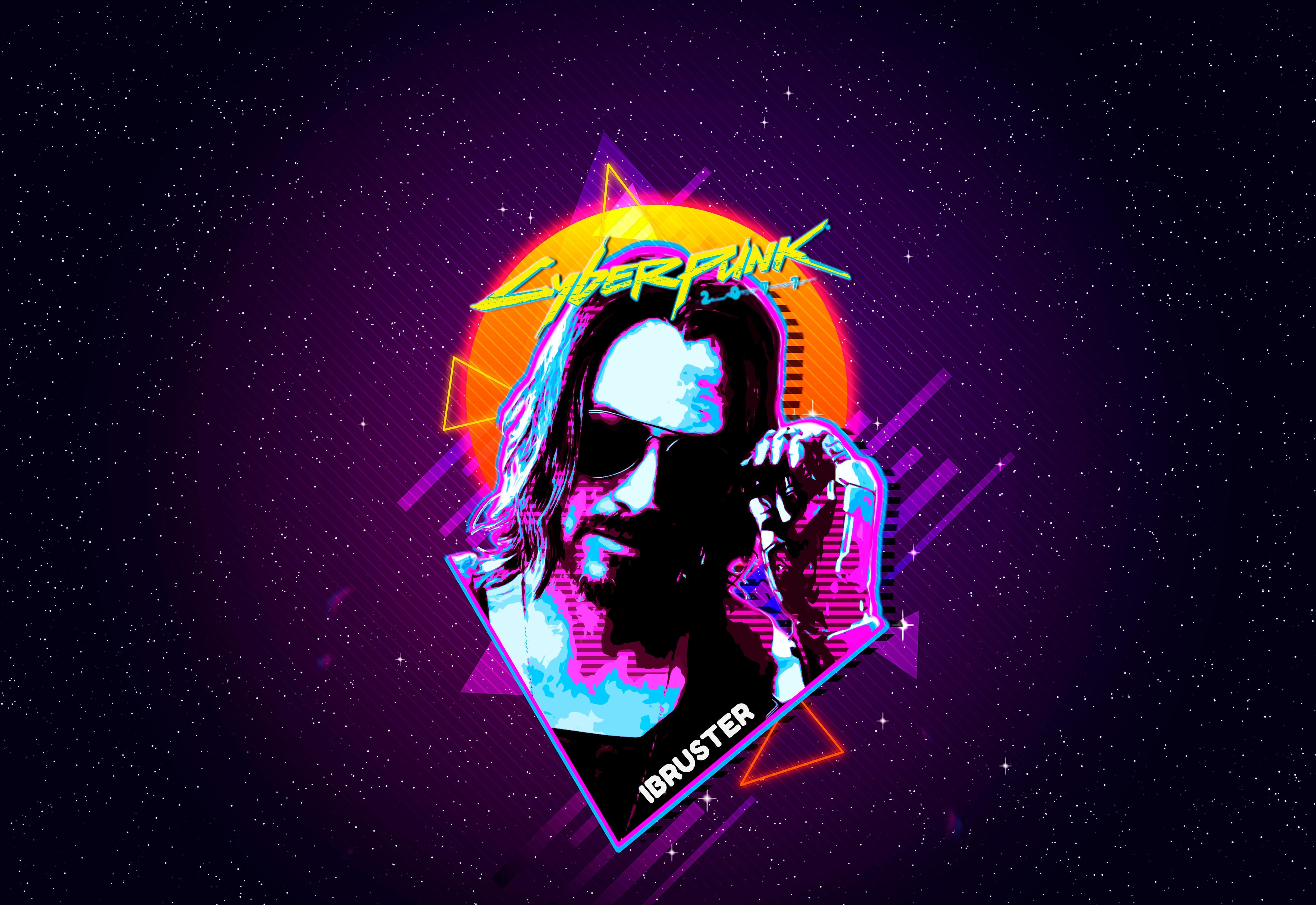 Wallpaper #oXQkw44B_8f4nGFaAG9-41 Keanu Reeves Cyberpunk 2077 Retro Art Wallpaper HD Artist 4K