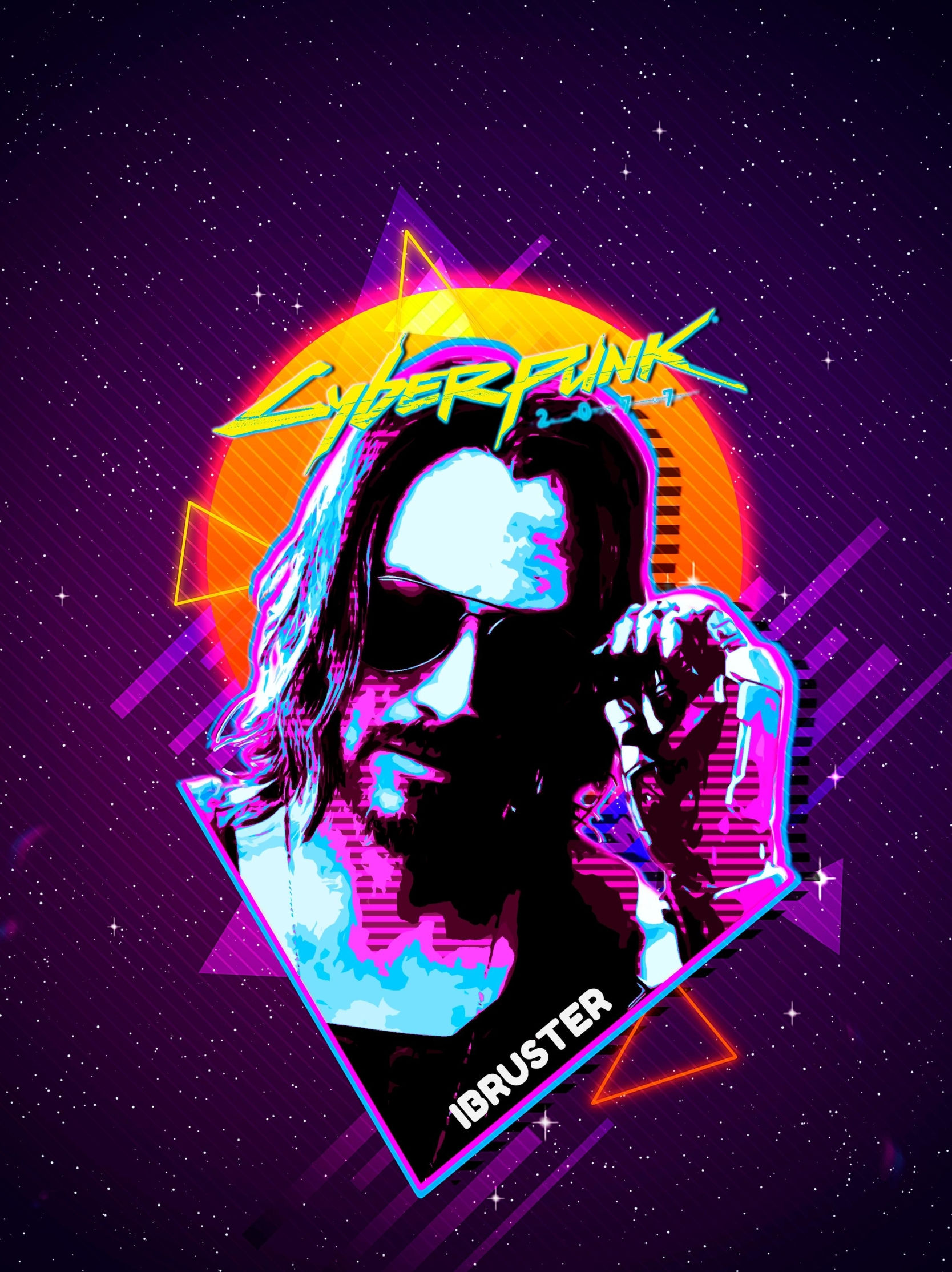 Wallpaper #rGeq_ZIBSpphPi3-Epyl314 1668x2228 Resolution Keanu Reeves Cyberpunk 2077 Retro Art 1668x2228