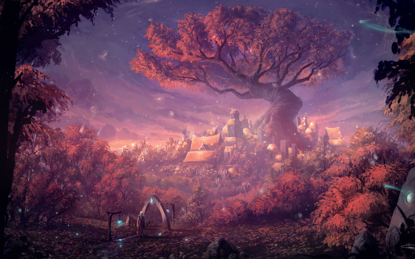 Wallpaper #qh0TLZMBlOZrFDOkGc5n406 Fantasy Forest City HD 4K Wallpaper
