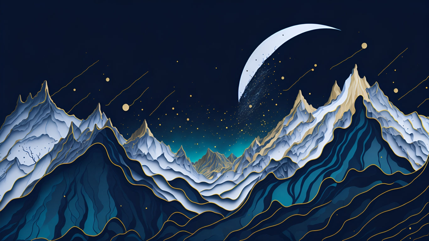Wallpaper #lUJjPZMBOBpx0NhmO8Sr291 1366x768 Resolution Night in Mountain Cool Open AI Art 1366x768