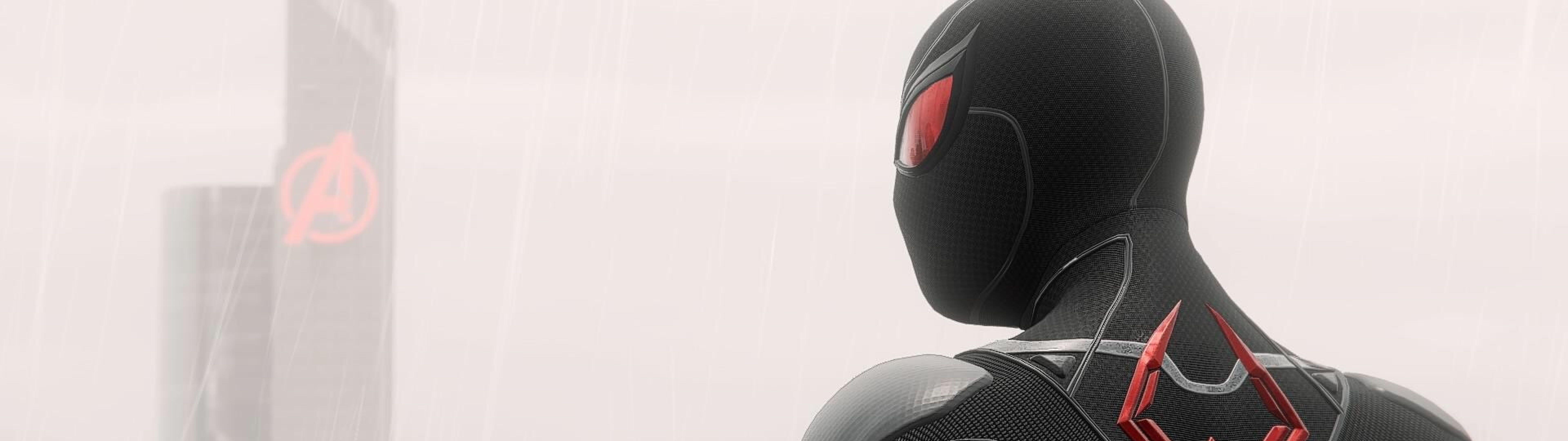 Wallpaper #_wCE644BSdW8dNouVRHU26 Black Suit Spider-Man Turning Around