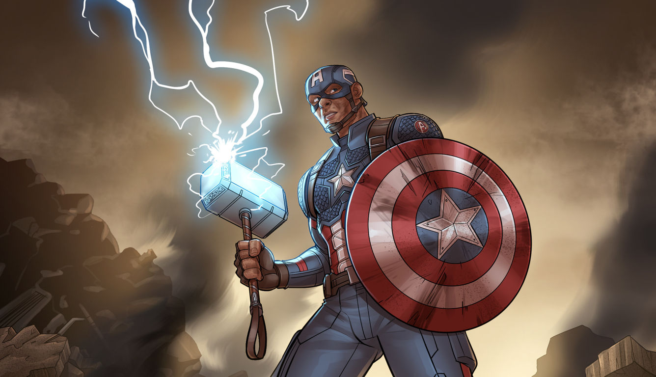 Wallpaper #n3Quwo4B_8f4nGFa326S32 1336x768 Shield Captain America with Thors Hammer HD Laptop Wallpaper