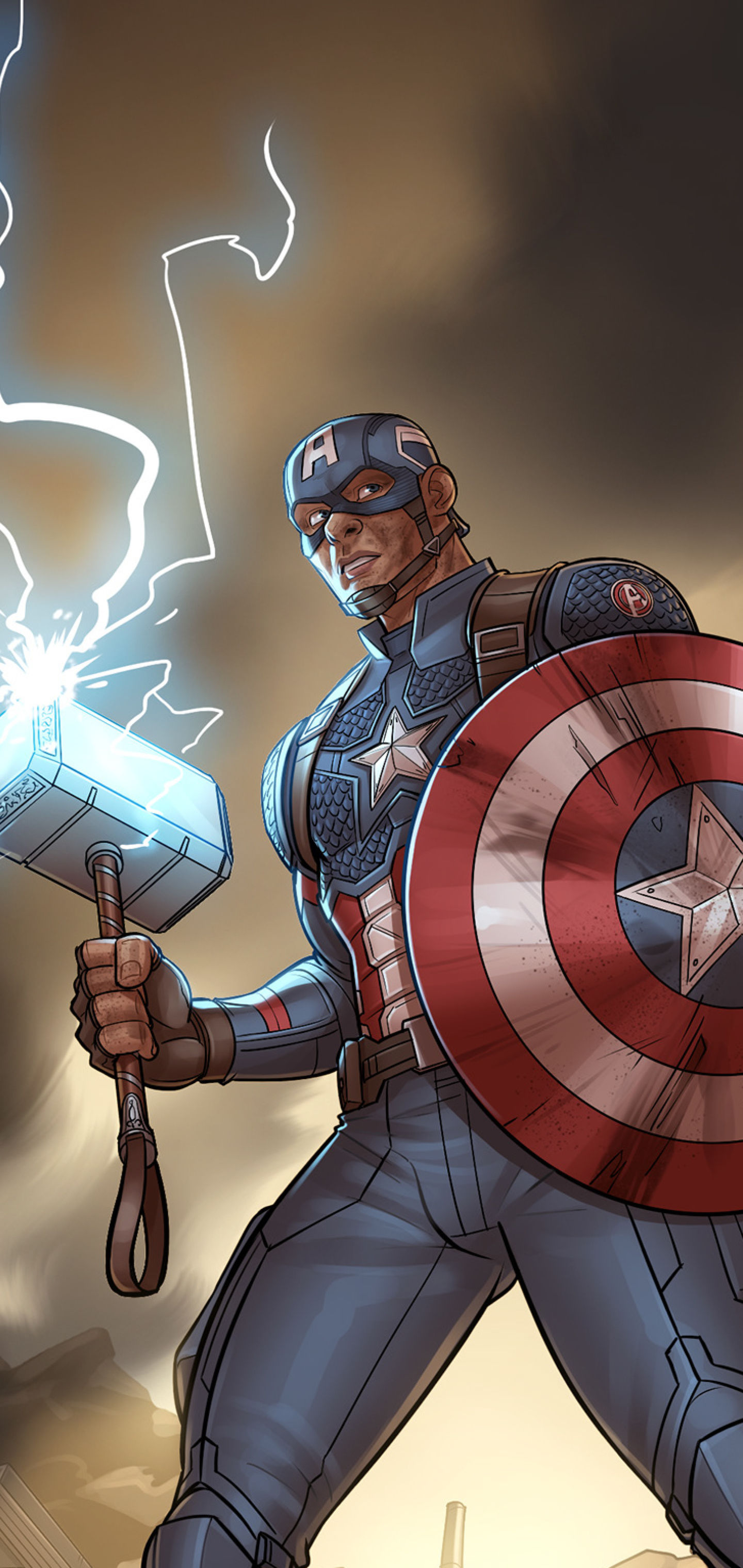 Wallpaper #n3Quwo4B_8f4nGFa326S31 1440x3040 Shield Captain America with Thors Hammer 1440x3040