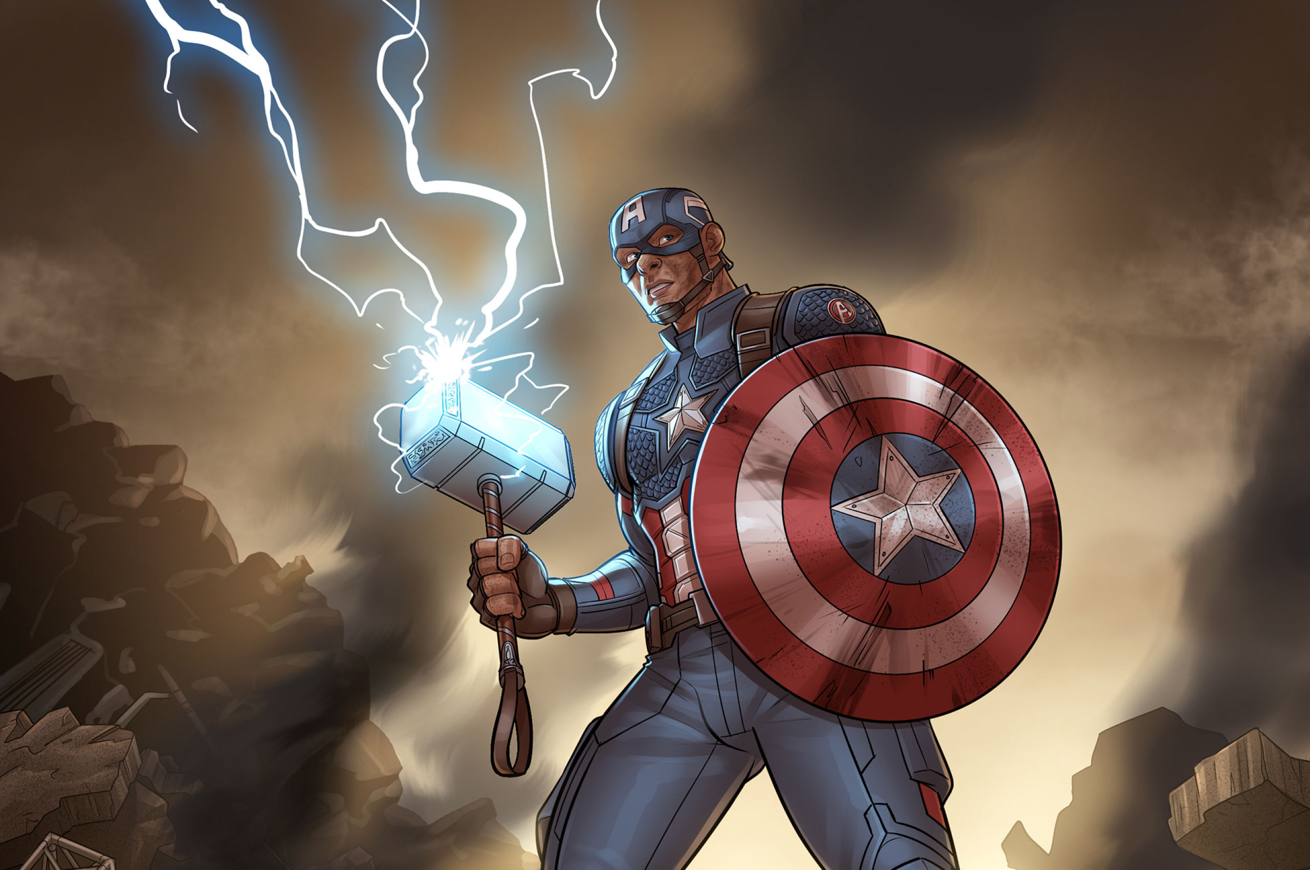 Wallpaper #n3Quwo4B_8f4nGFa326S51 2560x1700 Shield Captain America with Thors Hammer Chromebook Pixel