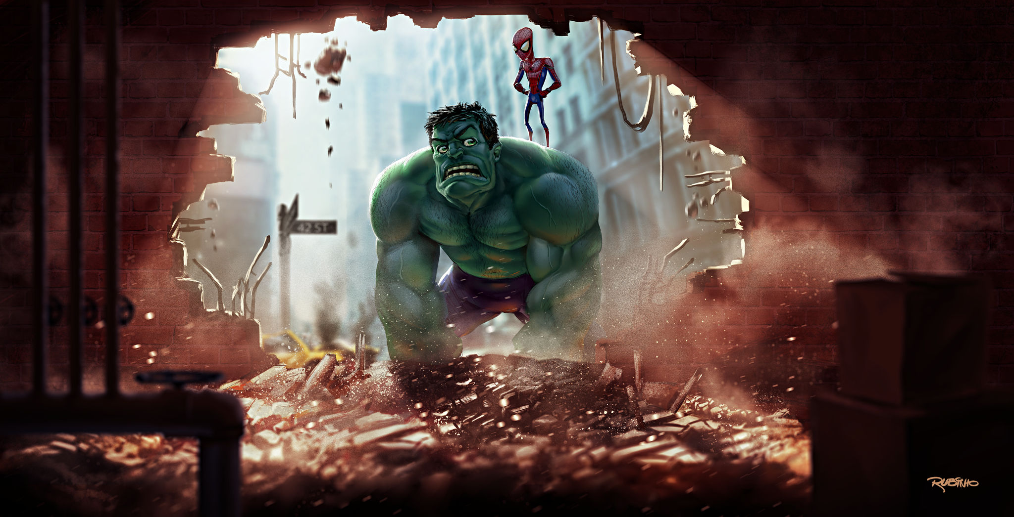 Wallpaper #lX0F9Y4Bnwiau_P6KBEk13 Hulk and Spider Man Art Wallpaper HD Superheroes 4K Wallpapers Images
