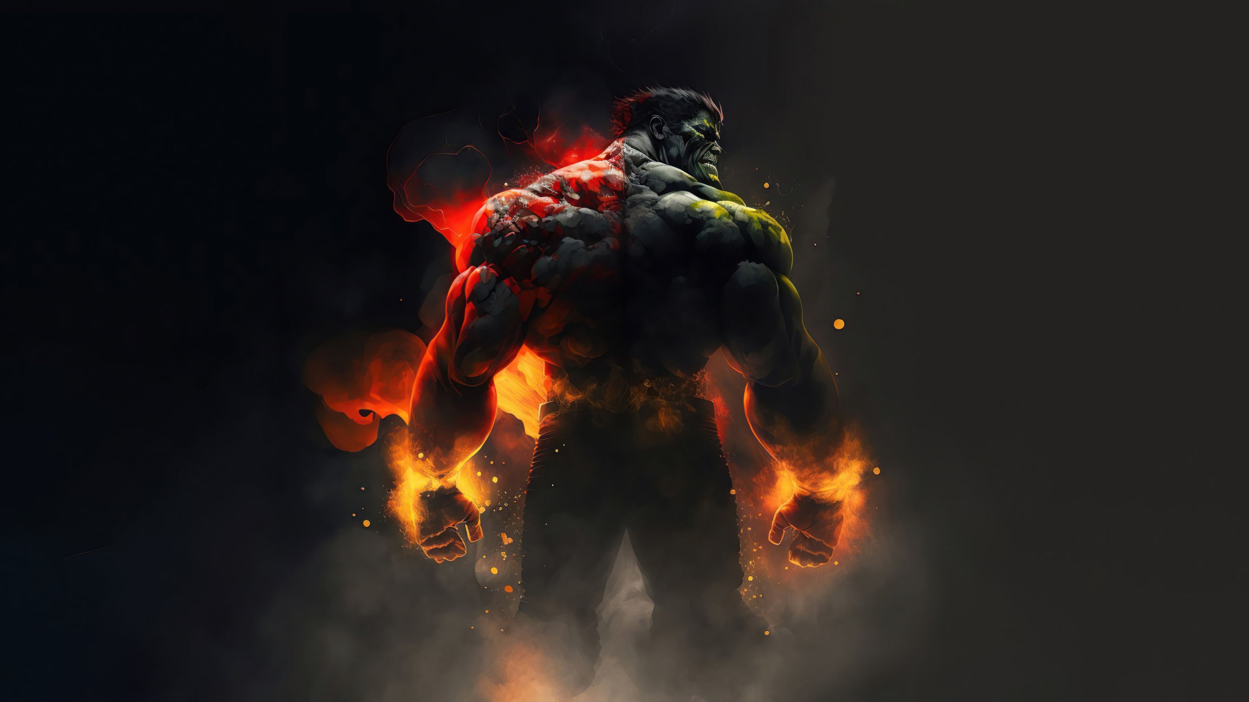 Wallpaper #UMnhjZcB-VVLIetlpmq4153 2560x1440 Resolution Hulk in Flames 4K Superhero Avengers 1440p