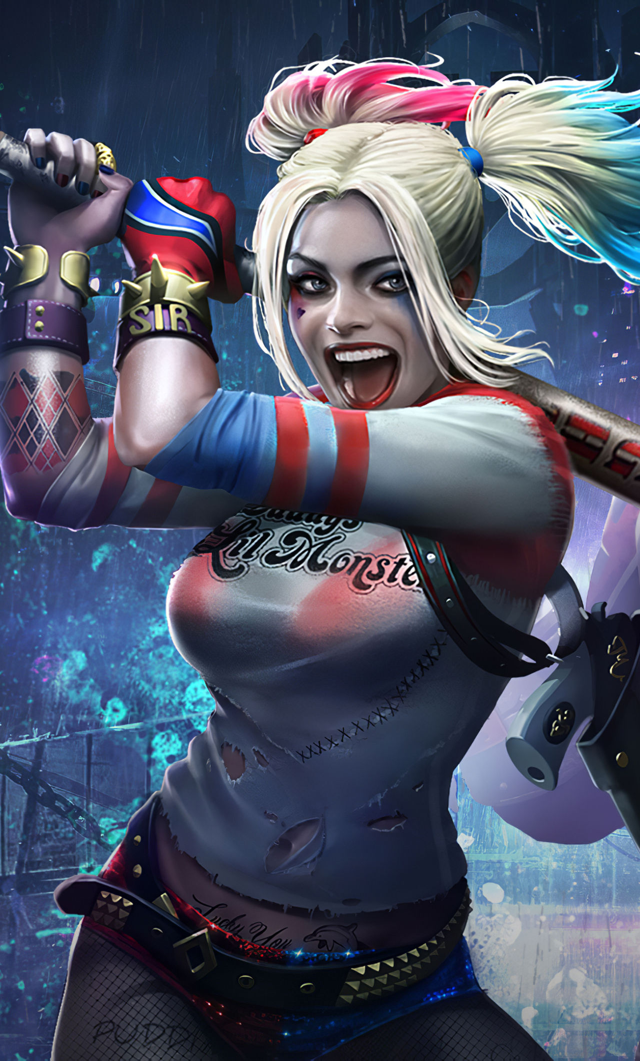 Wallpaper #1mdEAJMBSpphPi3-tKWL199 1280x2120 Resolution Harley Quinn Deadshot Injustice 2 Mobile iPhone