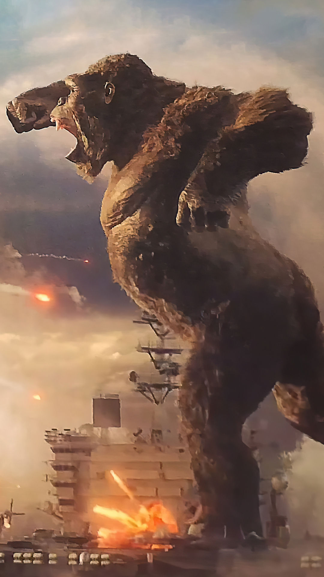 Wallpaper #1u_fTJMBMN-XEVvVqz47113 1080x1920 Godzilla vs King Kong Fight Night iPhone 7 6s 6 Plus and