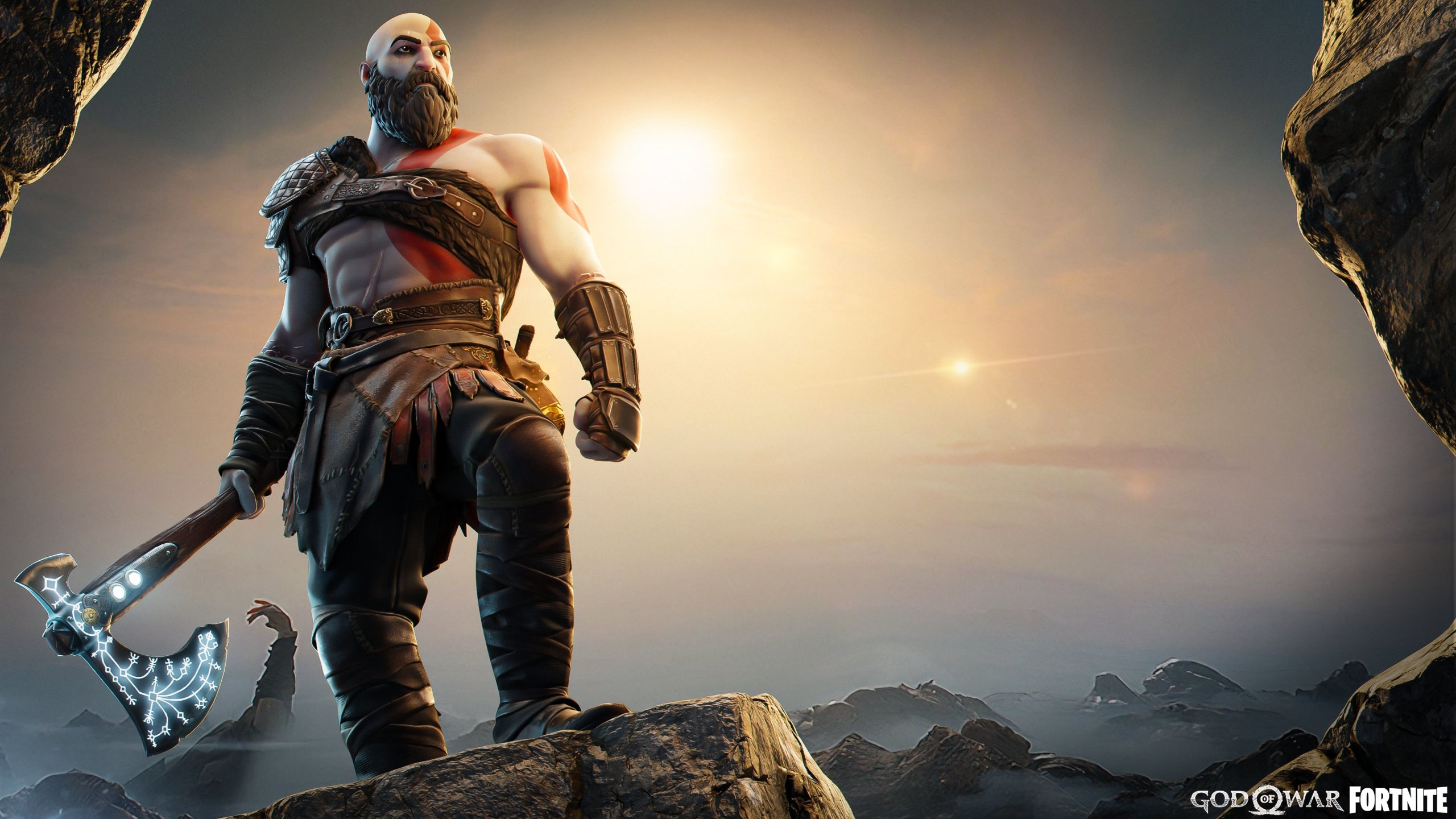 Wallpaper #O30o844Bnwiau_P61gyA18 2560x1440 Resolution God of War Kratos in Fortnite 1440p Resolution
