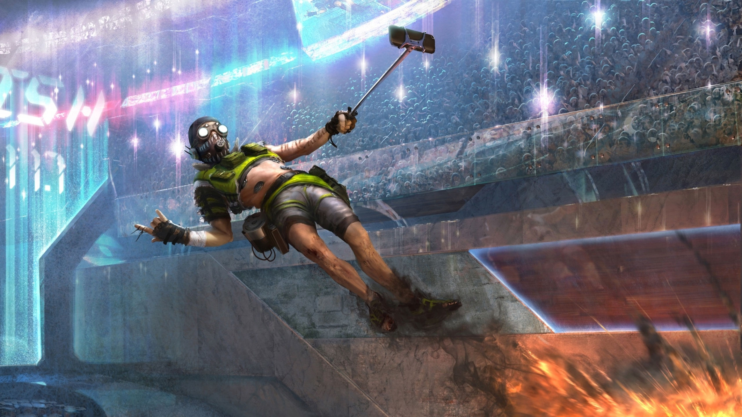 Wallpaper #3EUVk44B7YBJg1BVi56F49 Octane Taking a Selfie While Grinding on a Rail in Apex Legends