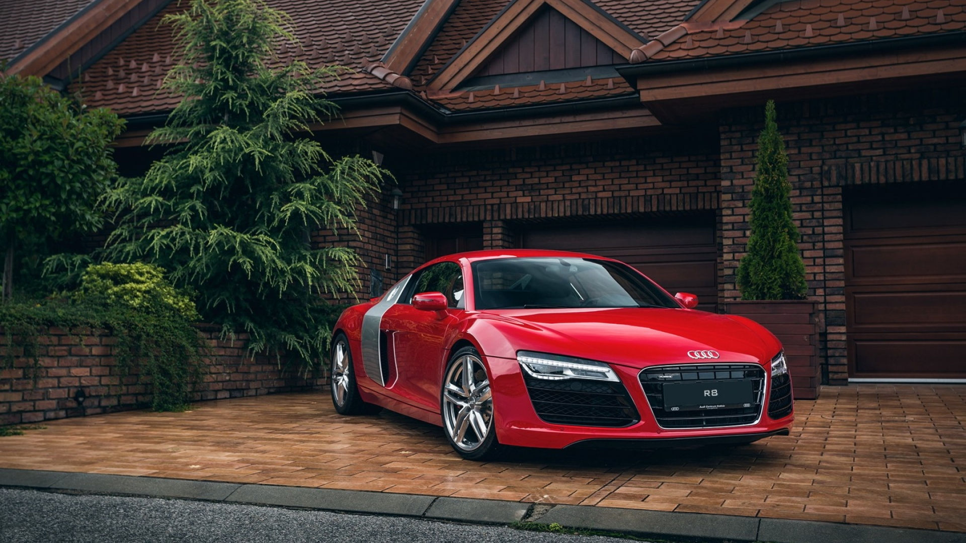 Wallpaper #-RnIDo8BtGB6xQ78ZVrp27 1920x1080 Resolution Audi R8 Red 1080p Laptop Full HD Wallpaper