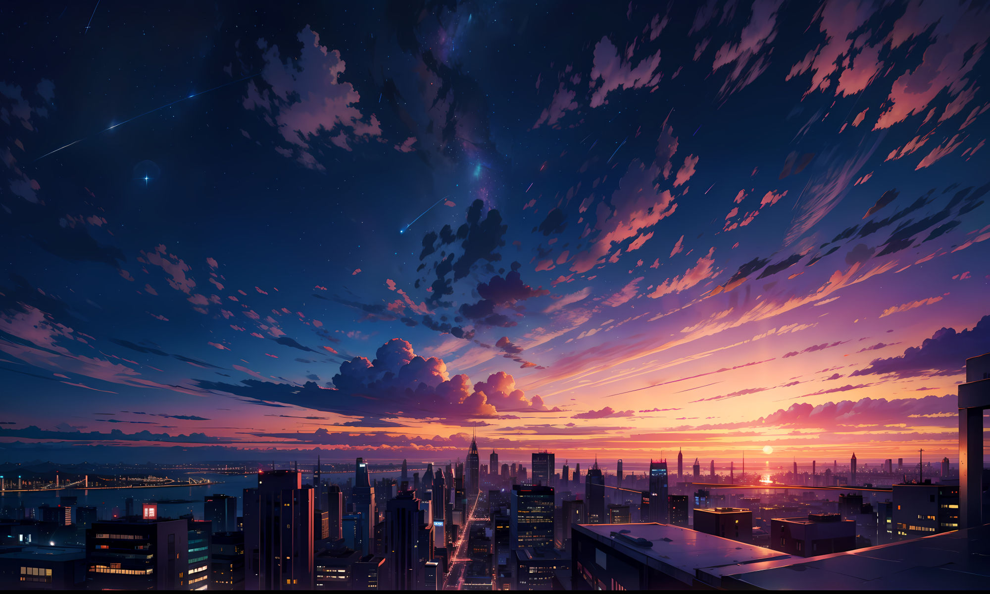 Wallpaper #3x28LZMBlOZrFDOkHNHb72 2000x1200 Resolution Anime City 4K Top View 2000x1200 Resolution