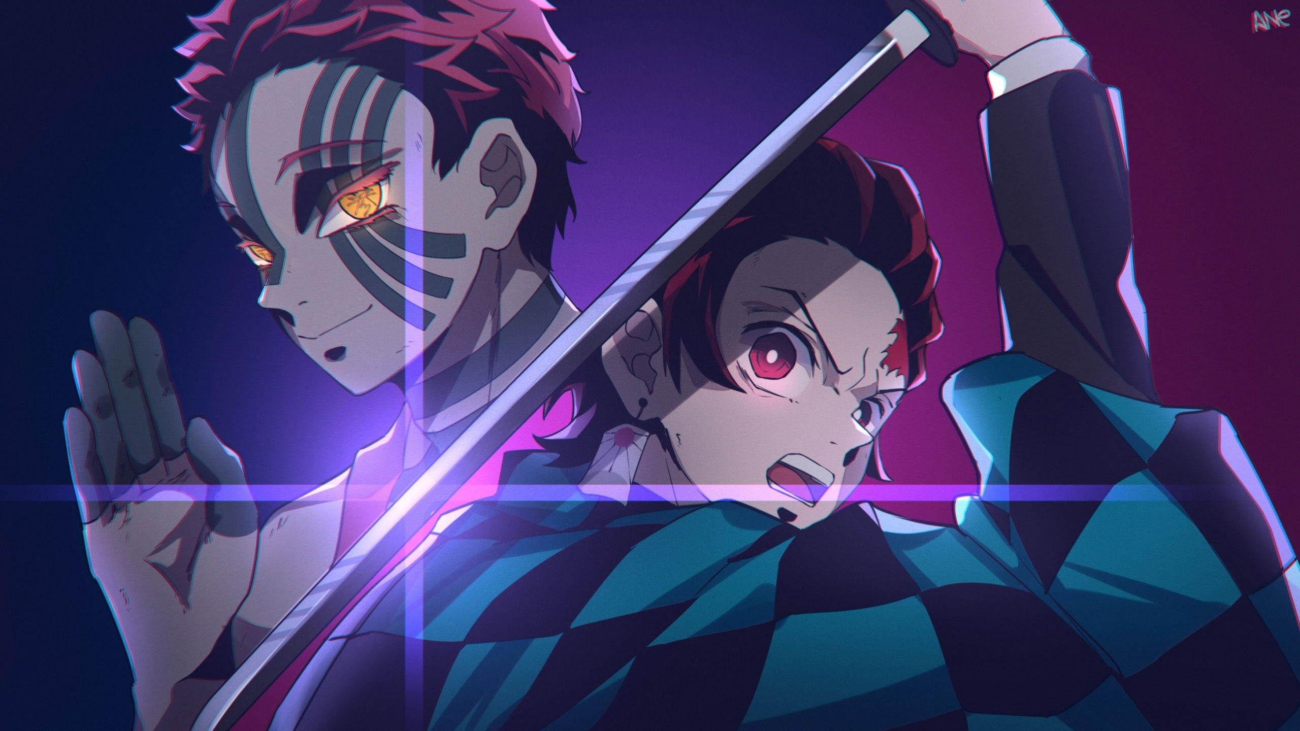 Wallpaper #jIv9c5cBcm9NJah-v3Uz65 2560x1440 Resolution Akaza X Tanjiro Kamado HD Demon Slayer Kimetsu No