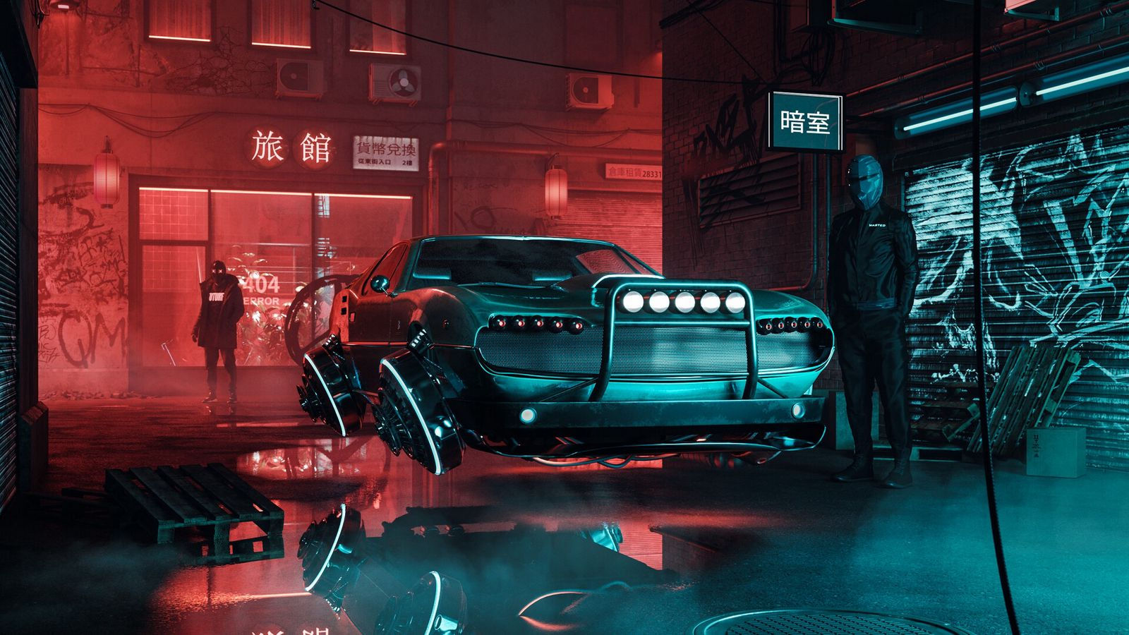 Wallpaper #in1s9I4Bnwiau_P6WQ9f42 Download Wallpaper 1600x900 Car Silhouettes Cyberpunk Future Art