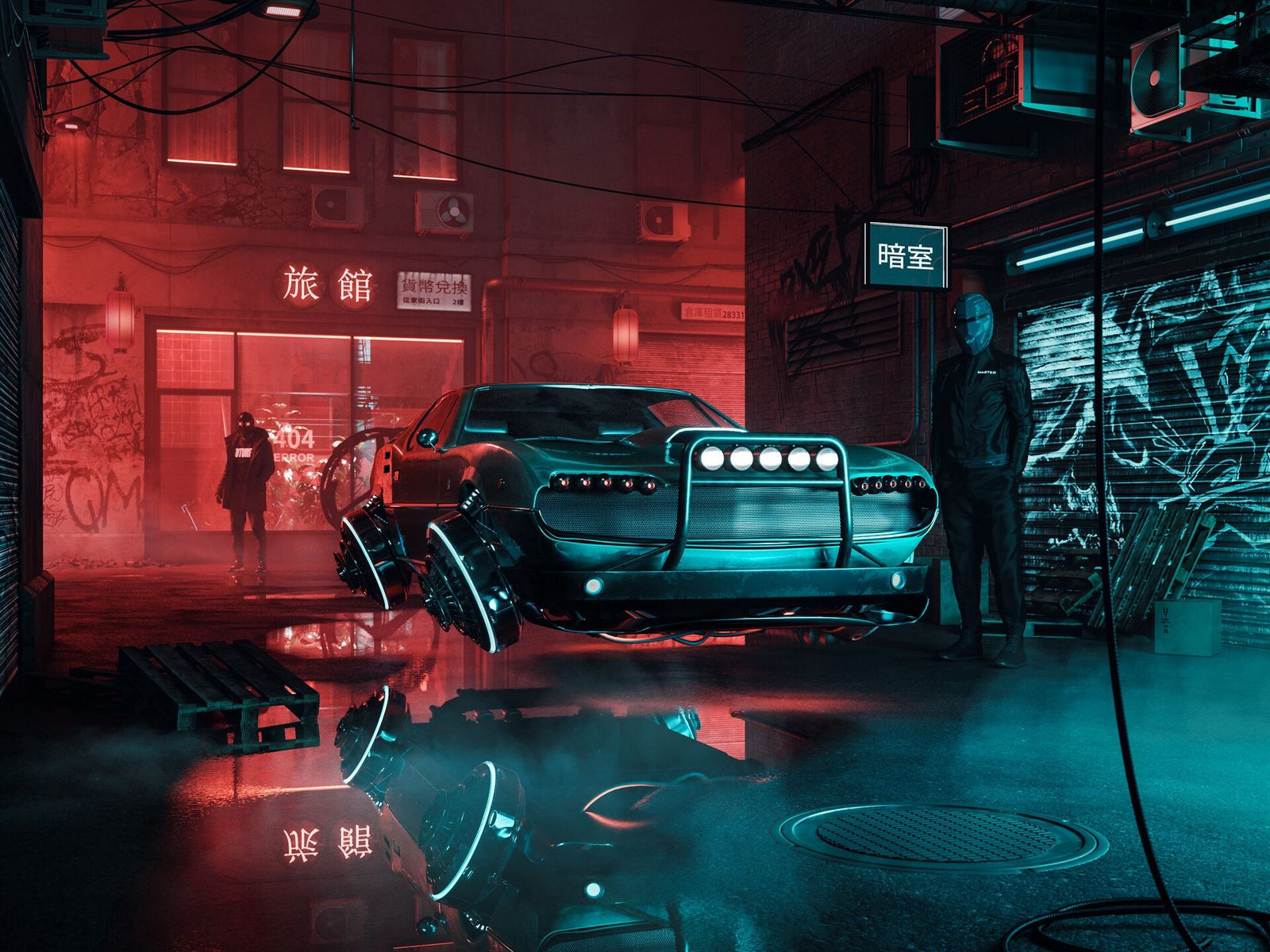 Wallpaper #in1s9I4Bnwiau_P6WQ9f36 Download Wallpaper 1600x1200 Car Silhouettes Cyberpunk Future Art
