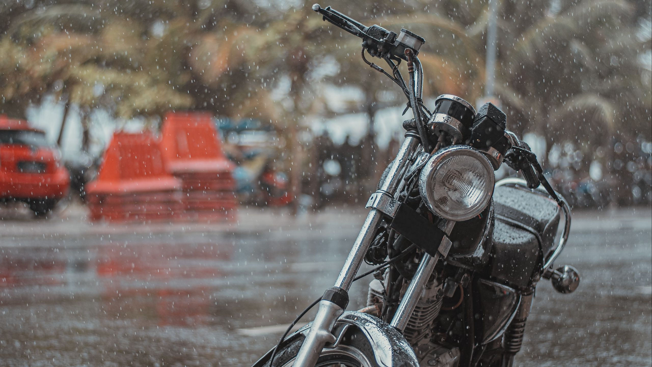 Wallpaper #HX2b9I4Bnwiau_P6sBCv41 Download Wallpaper 2560x1440 Motorcycle Bike Black Road Rain Drops