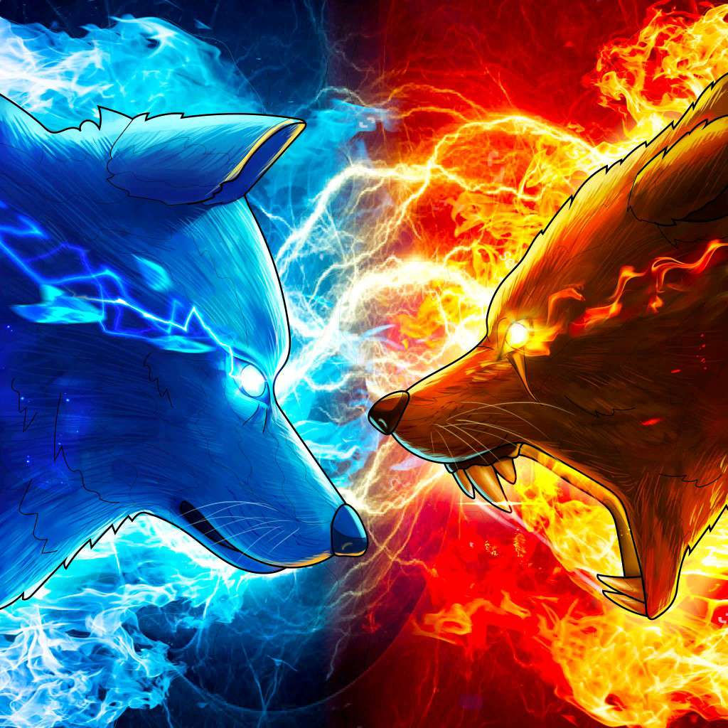 Wallpaper #uGeq85IBSpphPi3-JHaQ180 Fire vs Ice Wolf 2 Weasyl