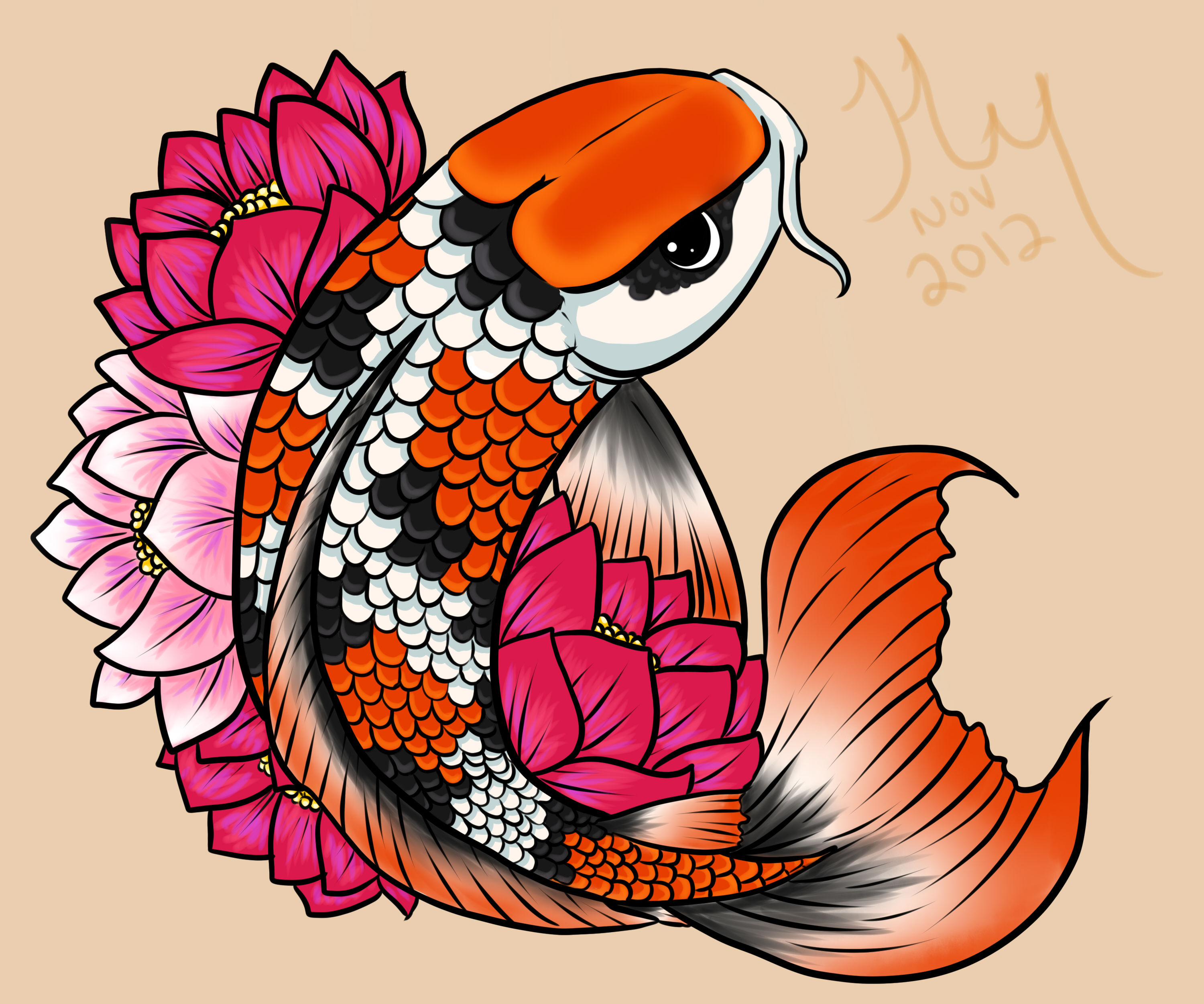 Wallpaper #5e6bc Black Yellow Koi Fish Fish Koi Tattoo Png and Vector with 5016 the