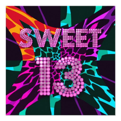 Wallpaper #Fbht2JIBJvJKYCmEc-ga229 13th Sweet 13 Birthday Party Mixed Animal Print Custom Invitations