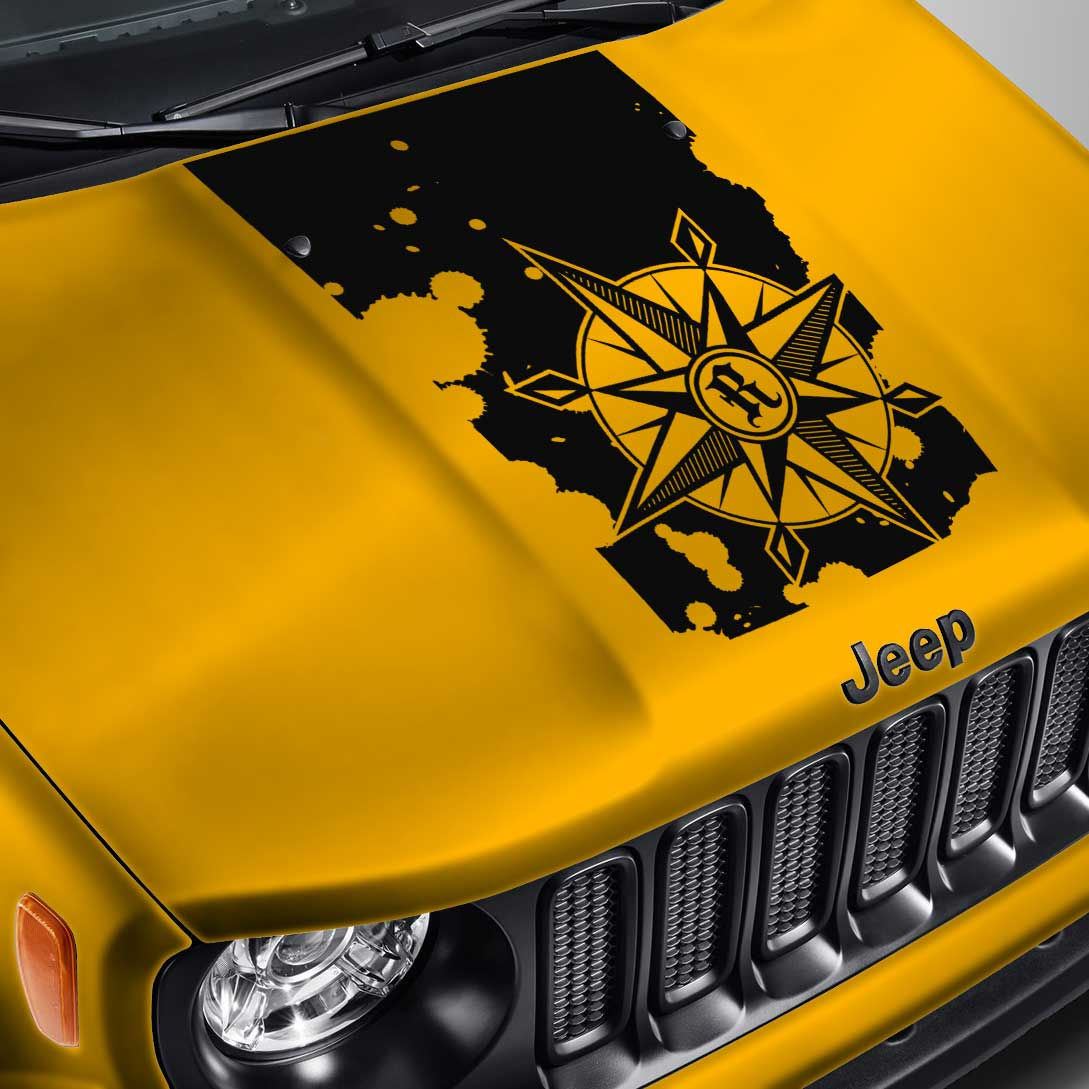 Wallpaper #uxnyO48BtGB6xQ78DbJj12 Compass Blackout Splatter Hood Decal Fits Jeep Renegade Skunkmonkey