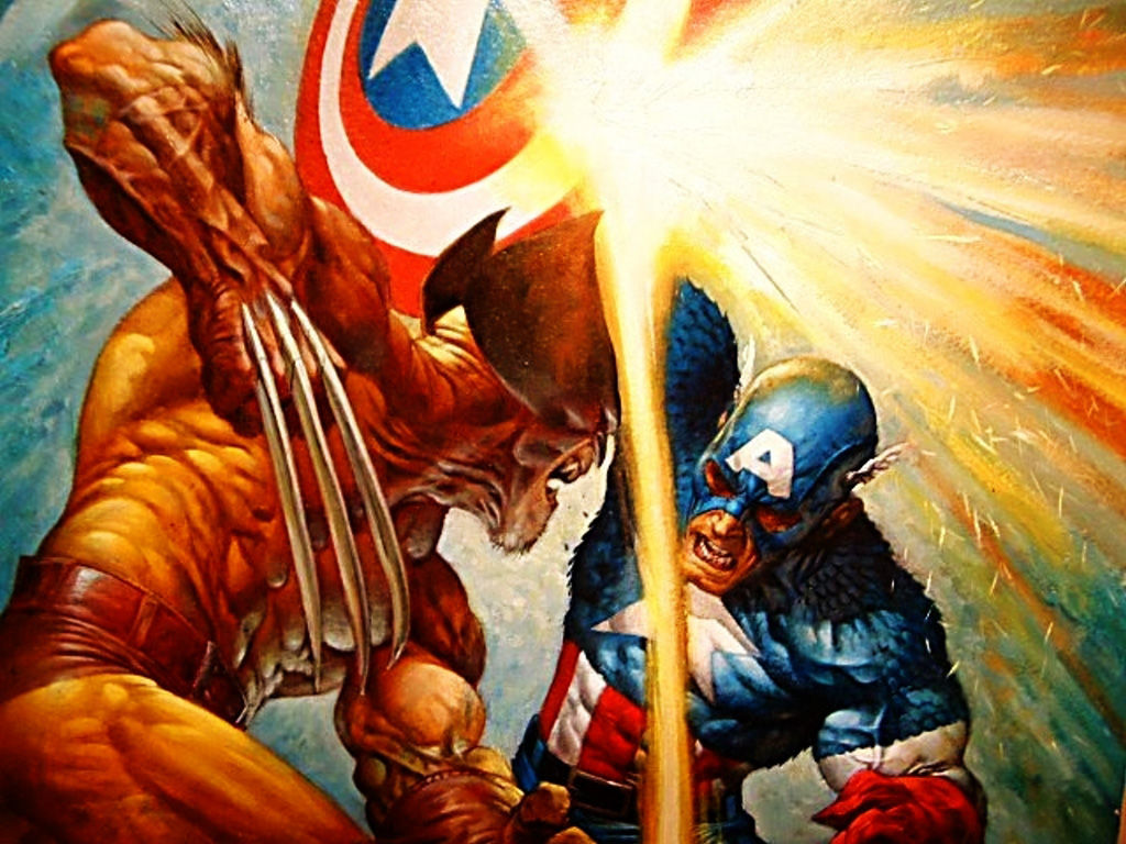 Wallpaper #d2e9d Wolverine vs Captain America by Mike Zeck from the Marvel Project