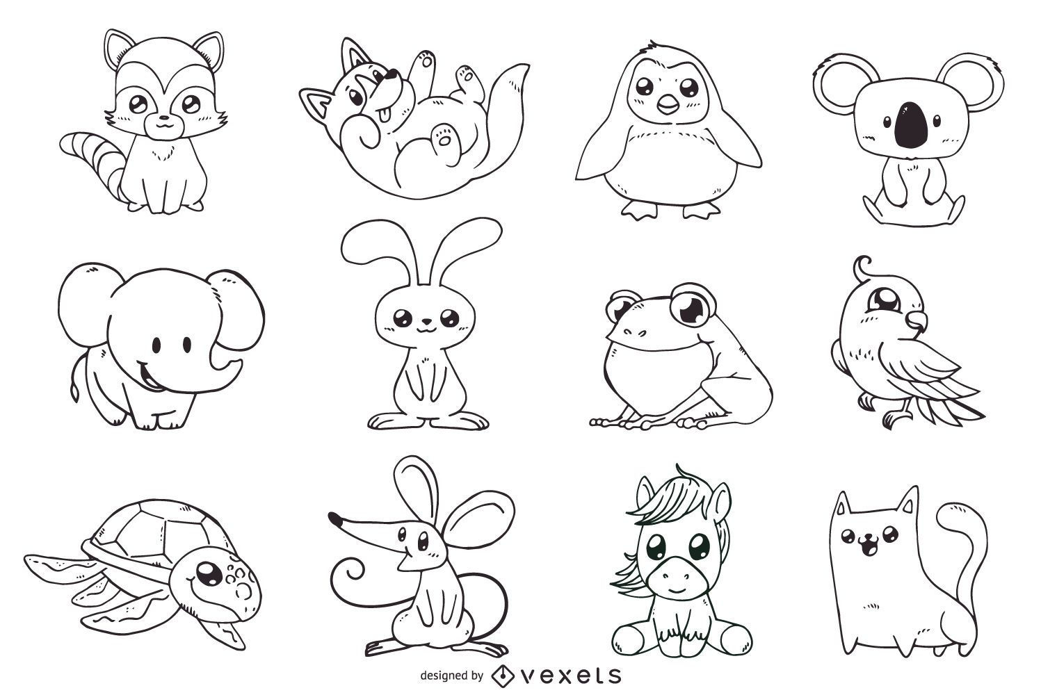 Wallpaper #sZy14pIBZHQxiYarjMHJ44 Cute Animals Outline Illustrations Set Vector Download