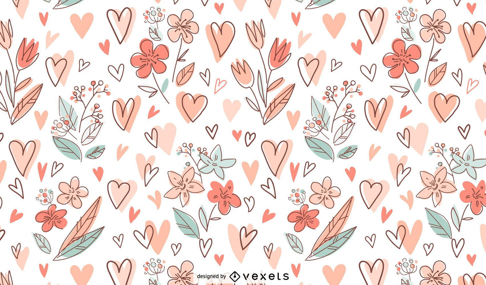 Wallpaper #Tmd395IBSpphPi3-tobx373 Flowers and Hearts Pattern Design Vector Download