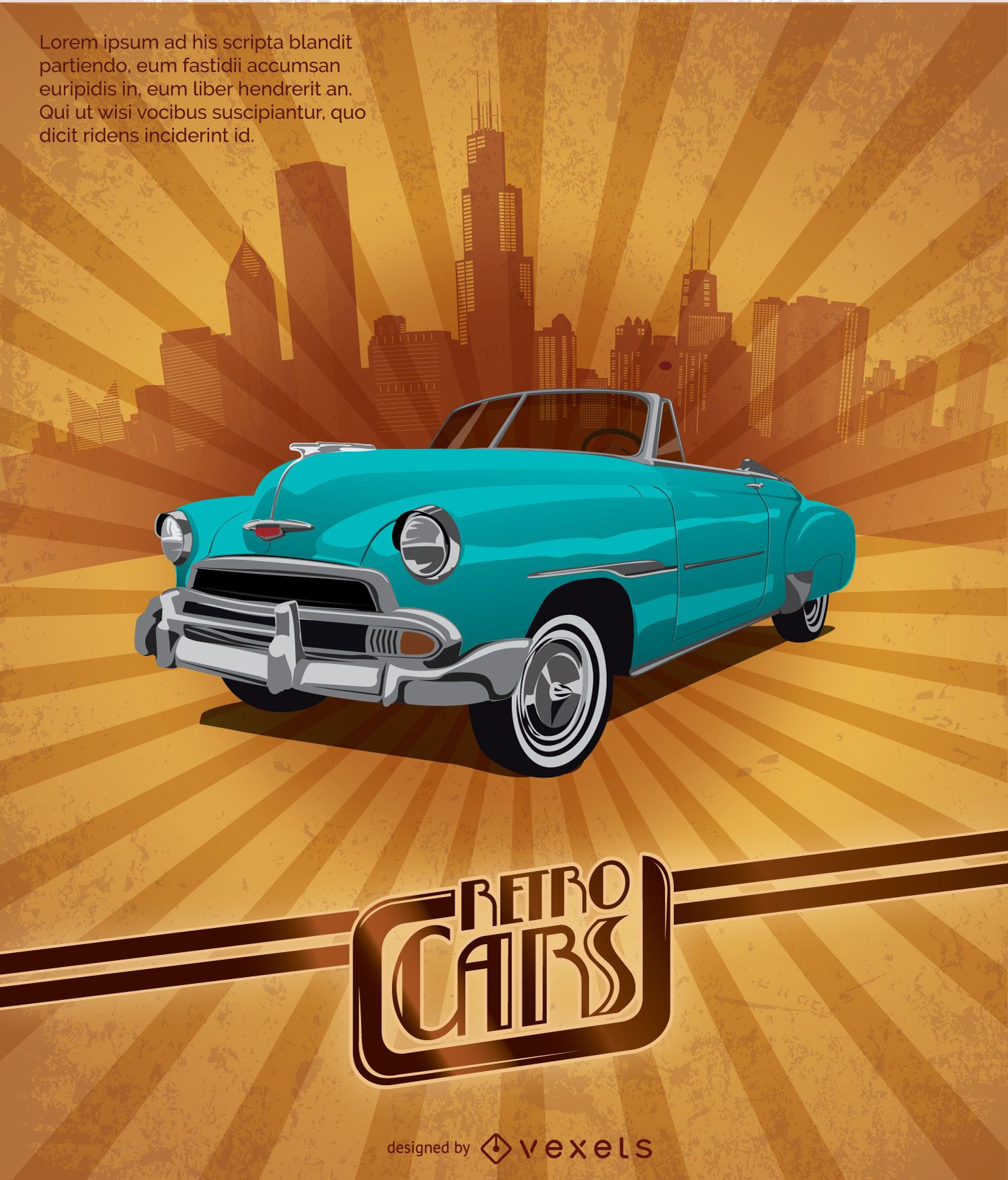 Wallpaper #2529C Vintage Car Poster Design Generative AI Stock Illustration