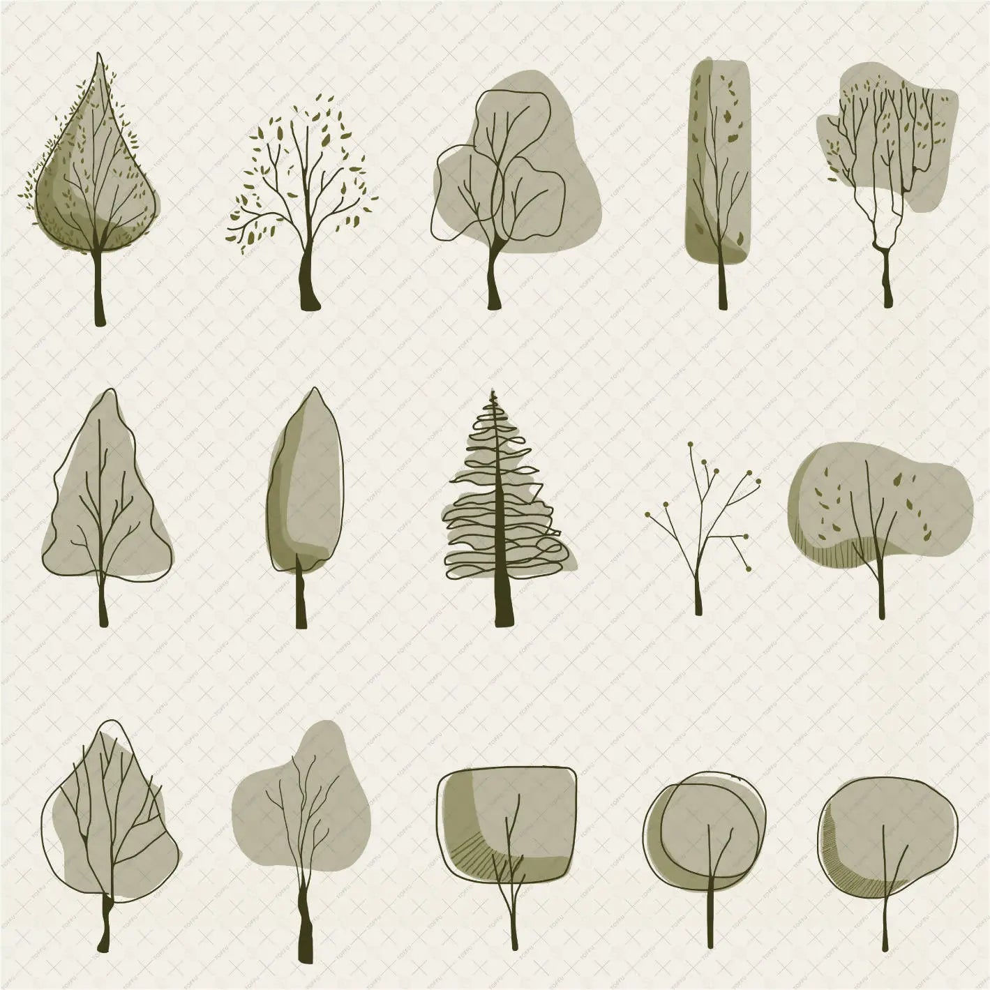 Wallpaper #BWgvFZMBSpphPi3-Zwec165 Flat Vector Abstracts Trees Illustrations Toffu Co