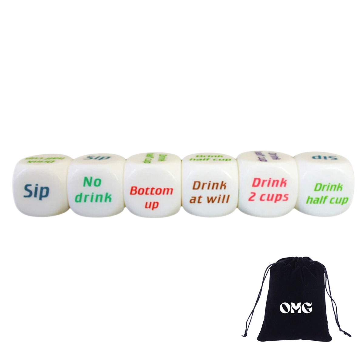 Wallpaper #g2zNKZMBMyCOpUSXDRRd94 Omg Drinking Dice Game Party Ready Set with 6 Dice and Velvet Pouch