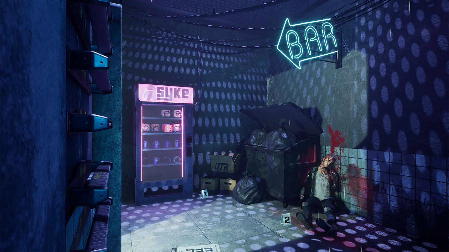 Wallpaper #dkU2lI4B7YBJg1BVip_018 A Dimly Lit Bar with a Body on the Floor