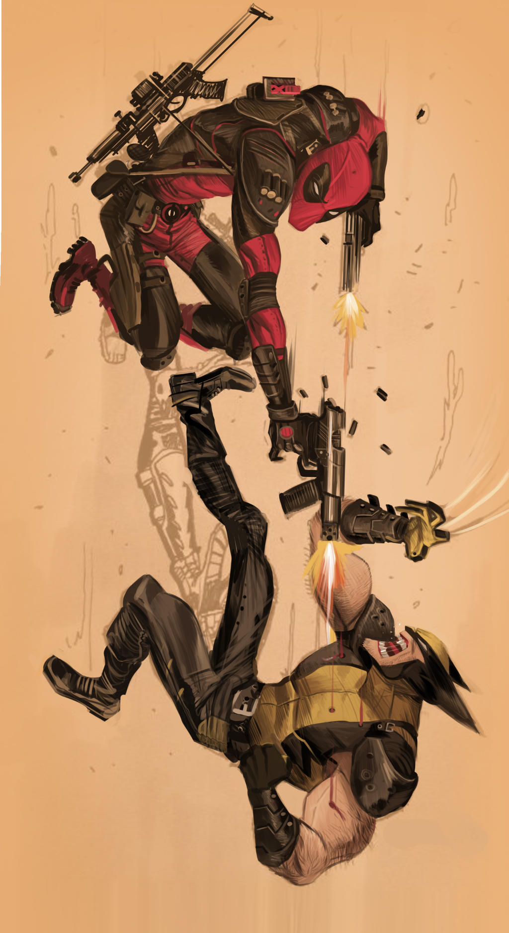 Wallpaper #7BGlM5MBXrlMTfB52Epu286 Deadpool vs Wolverine by Dan Mora on Deviantart