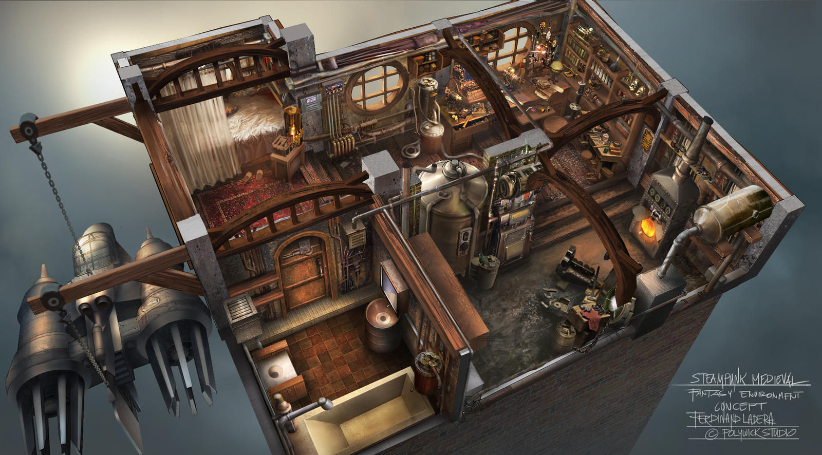Wallpaper #FWcrDpMBSpphPi3-Remc13 Steampunk Interior by Ferdinandladera on Deviantart