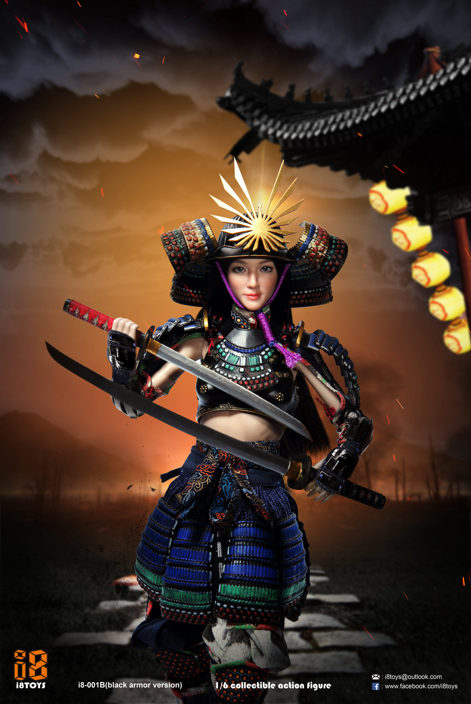 Wallpaper #-F7eMpMBborbLbczul_519 I8001b I8toys 16 Scale Female Samurairin Black Armor Version