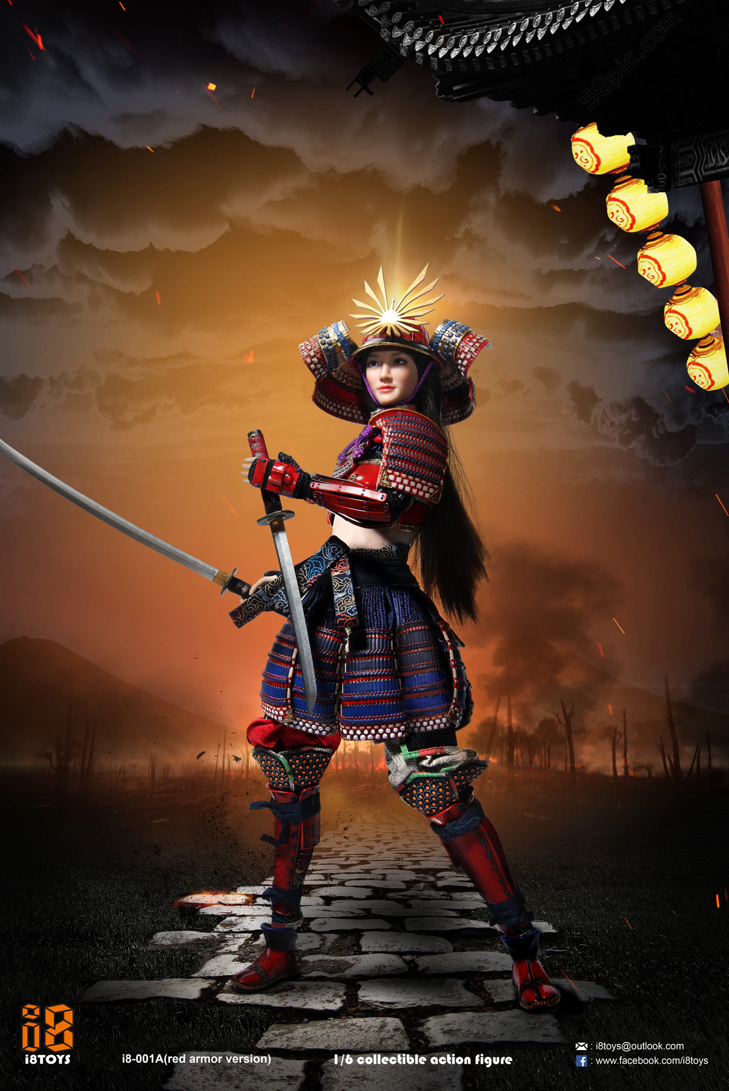 Wallpaper #-F7eMpMBborbLbczul_530 I8001a I8toys 16 Scale Female Samurairin Red Armor Version