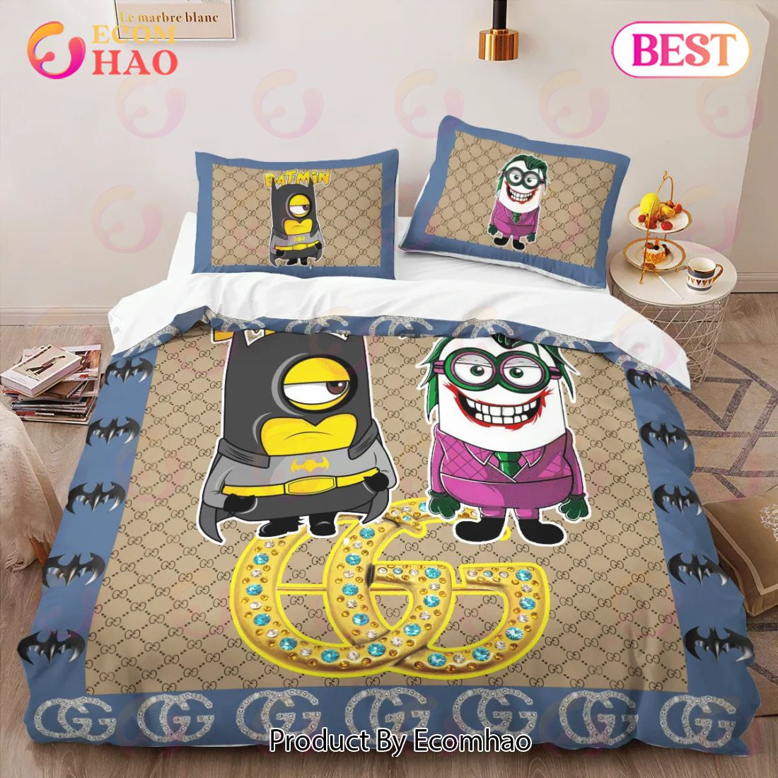 Wallpaper #aEAGMJMBJhL2WPbau7_B293 Gucci Minions Batman Jocker Luxury Brand High End Bedding Sets Bedroom