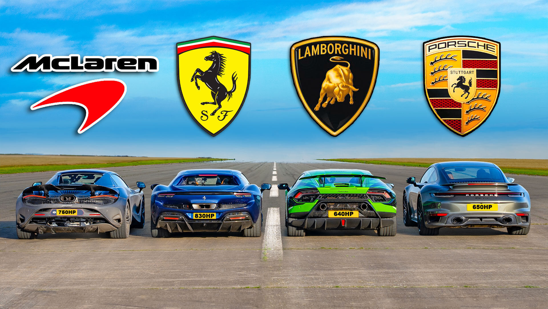 Wallpaper #hWcODZMBSpphPi3-RuI134 Drag Race Mclaren 750s vs Ferrari 296 Gtb vs Lamborghini Huracan vs